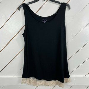 Logo Layers Womens Black Long Tank Sz LP